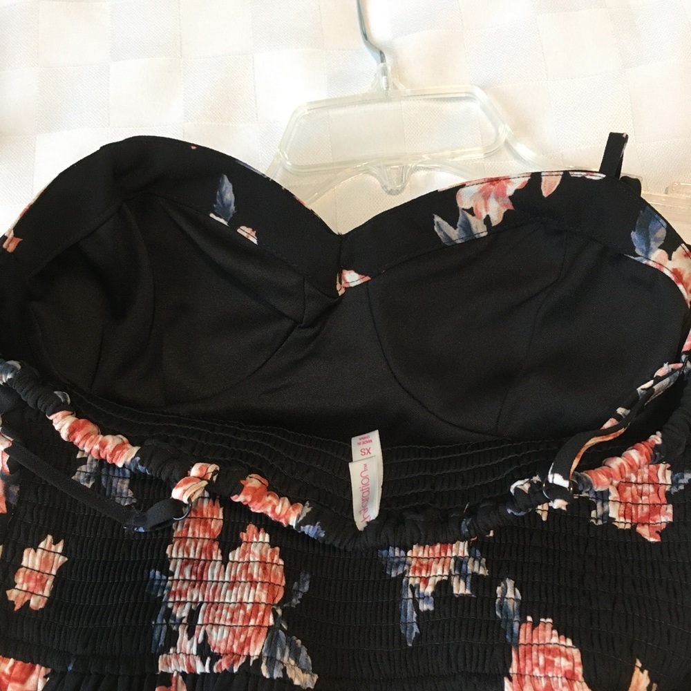 Xhilaration Black Floral Maxi Jumpsuit, Sz XS / S - Picture 6 of 16